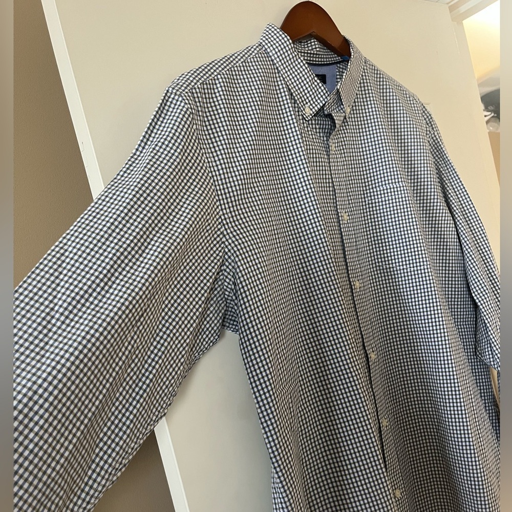 Banana Republic Men’s Blue & Olive Plaid Dress Shirt Slim Fit Men’s Size XL - Picture 5 of 16